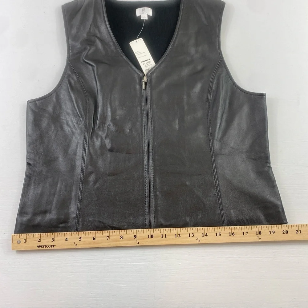 Apt. 9 Women’s Black Lambskin Leather Full‎ Zip Vest Sz XL